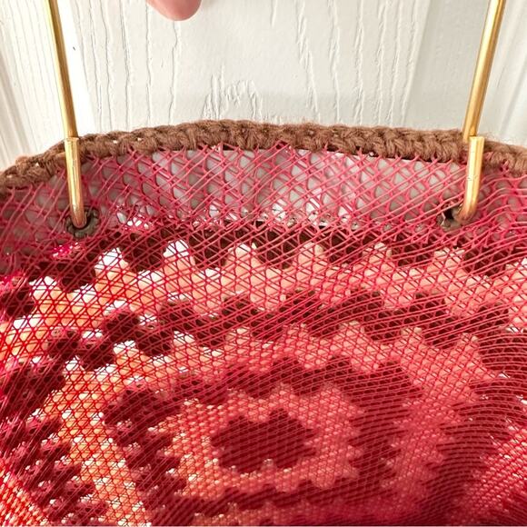 Handcrafted Made Spain Boho Vintage Retro Crocheted Granny Square Shopper Tote - Picture 9 of 10